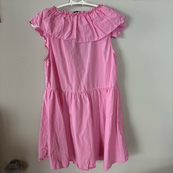 Zara Pink Poplin Dress Ruffle Mini Ballet Soft Girl Romantic Coquette Size XS - Picture 7 of 10